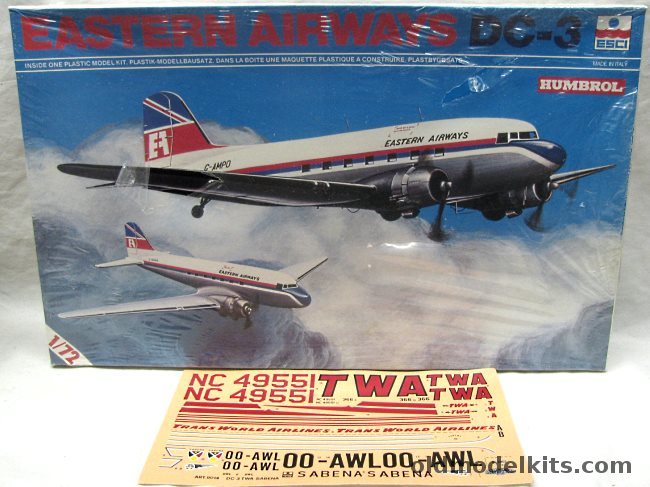 ESCI 1/72 Douglas DC-3 - Eastern Airways / TWA /Sabena, 9014 GB plastic model kit